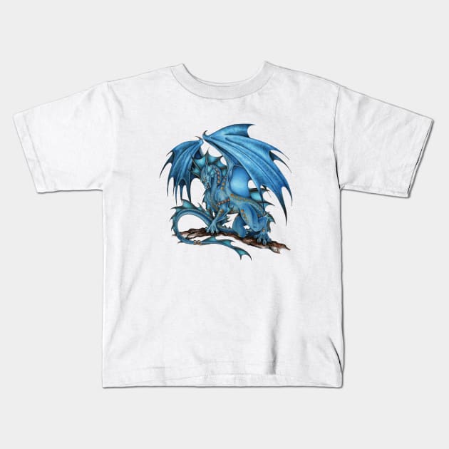 Powerful Blue Dragon Art Kids T-Shirt by Sandra Staple